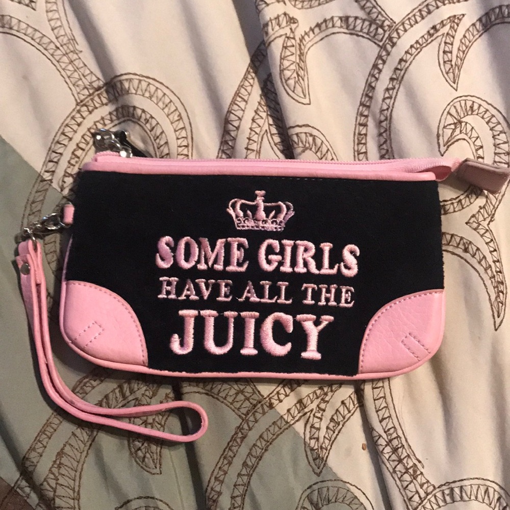 Juicy Couture Black and Pink Wristlet
